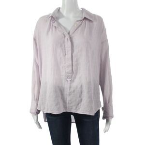 C&C California Women Tunic Blouse Purple Striped Long Sleeve Size S